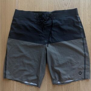 Outerknown Apex Two-Tone Black and Gray Swim Board Shorts